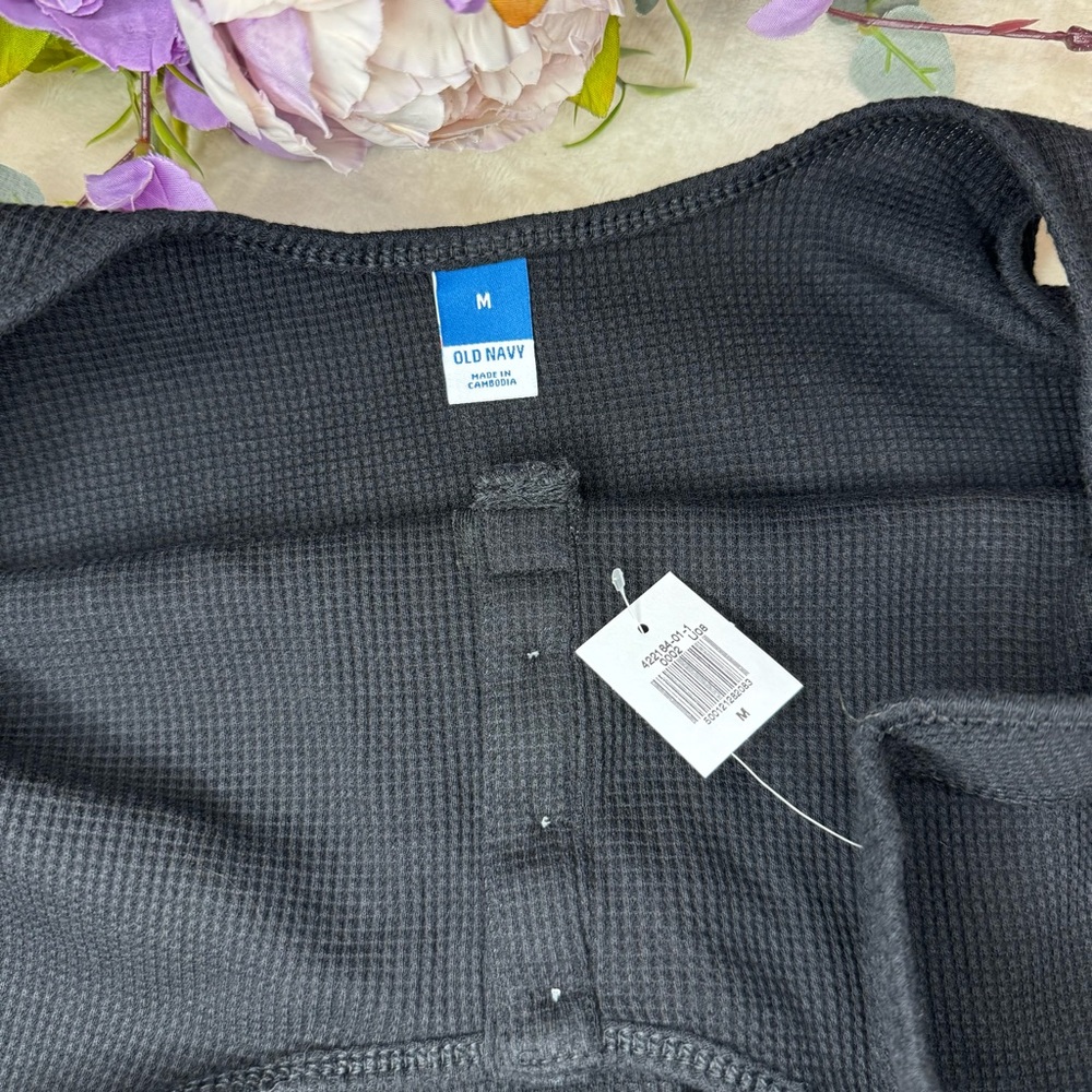 NWT Black Old Navy Waffle Knit Crop Top - Picture 10 of 10
